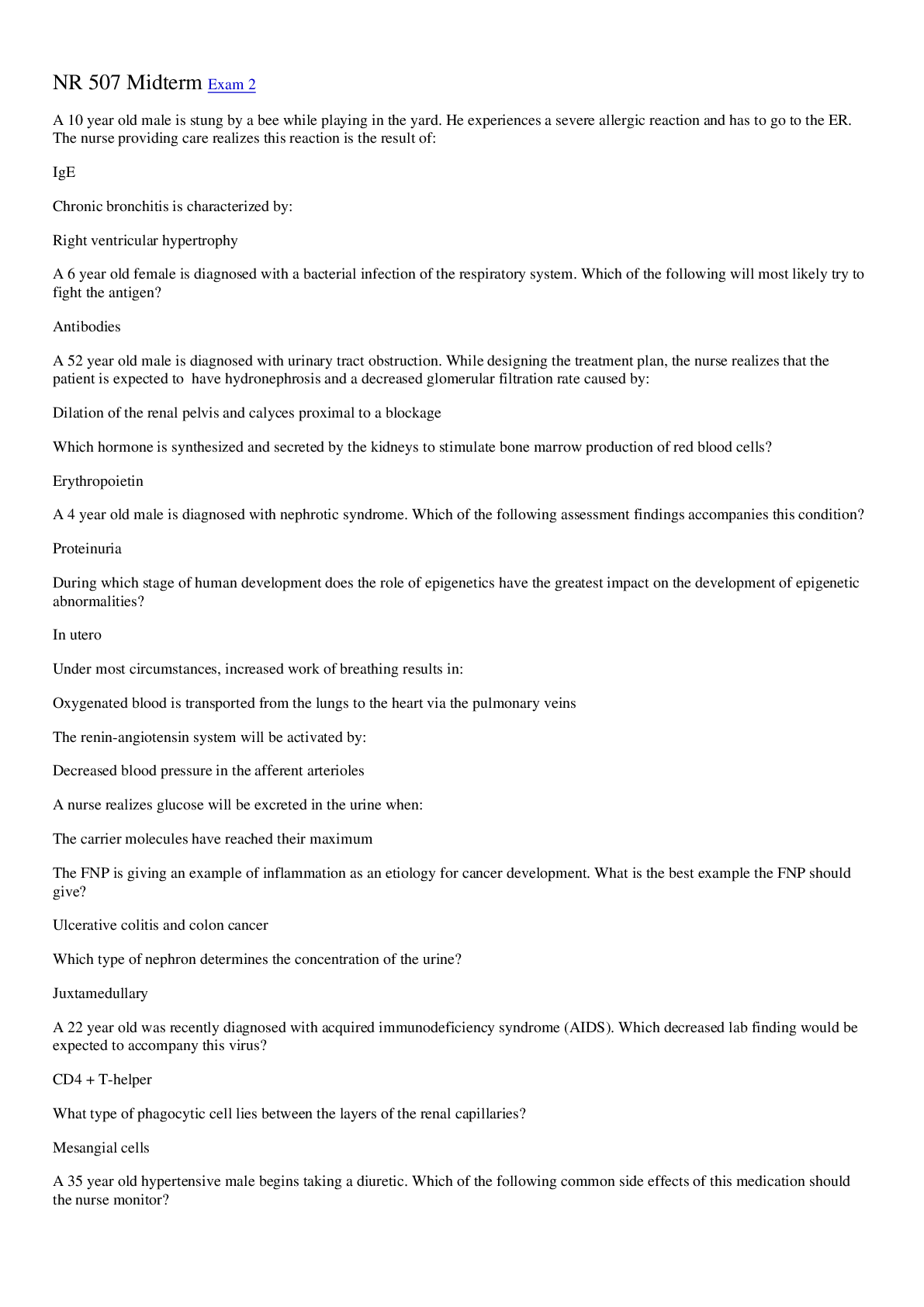 Preview image for NR 507 Midterm Exam 2 – Question and Answers